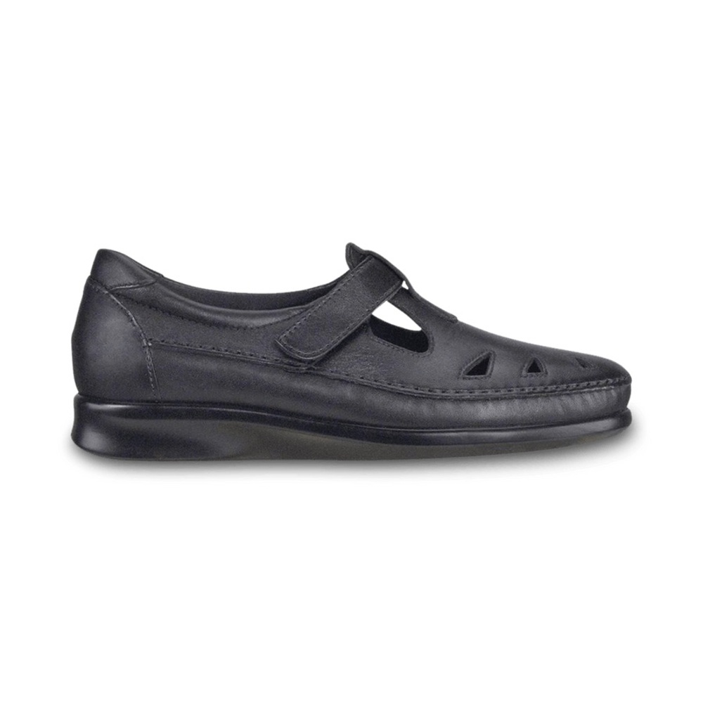 SAS Black Leather Mary Jane Flats